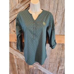Baylor bears University Ugapparel green Textured roll tab sleeve top